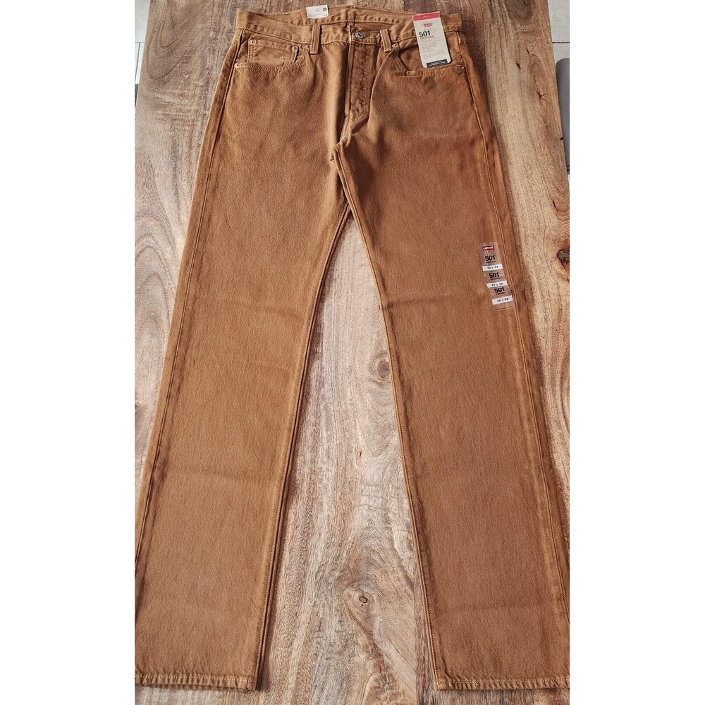 Levi's 501 Original Jeans Mens 32x34 Brown Relaxed Straight Button Fly Denim